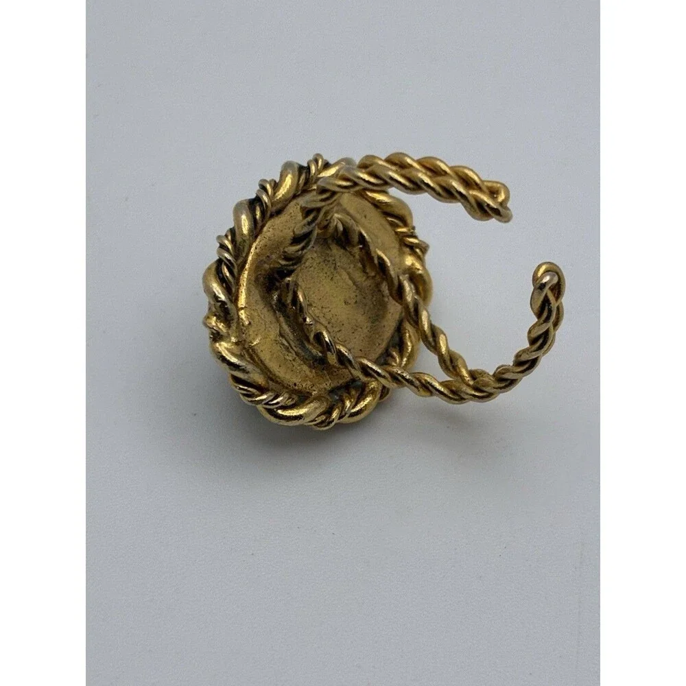 Twist Good Tone Banded Large Striped Stone Statement Ring Maybe Agate Sz 5 VTG
